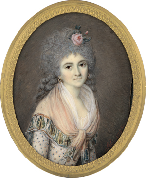 Los 6518 - Abel, Louis - Miniatur Portrait einer jungen Frau mit Rose im gepuderten Haar - 0 - thumb