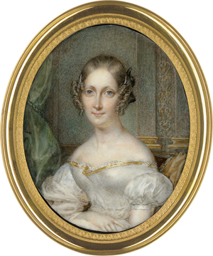Los 6557 - Lecourt, J. - Miniatur Portrait einer sitzenden jungen Frau in weißem Seidenkleid - 0 - thumb