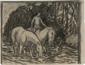 Lot 7044, Auction  122, Hofmann, Ludwig von, Reiter mit zwei Pferden