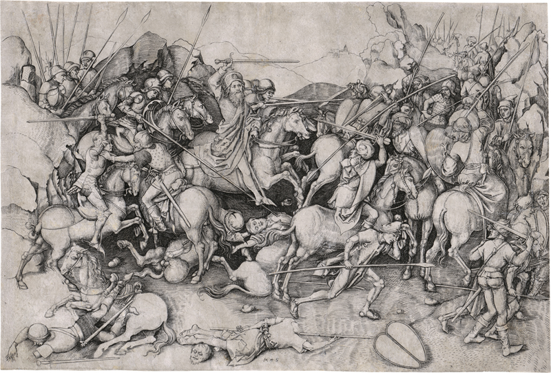 Lot 5210, Auction  122, Schongauer, Martin, Die Schlacht von St. Jakobus dem Älteren bei Clavijo