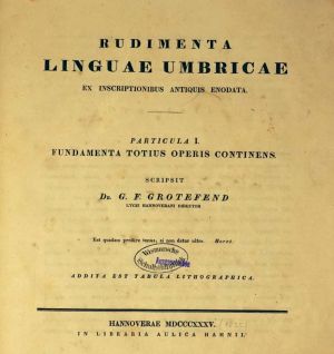 Lot 2068, Auction  123, Grotefend, Georg Friedrich, Rudimenta linguae Umbricae 