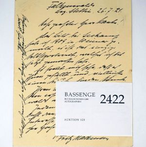 Lot 2422, Auction  123, Mackensen, Fritz, Brief 1921