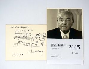 Lot 2445, Auction  123, Krenek, Ernst, Musikal. Albumblatt + Foto