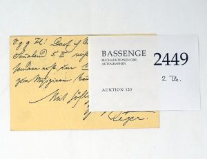 Lot 2449, Auction  123, Reger, Max, Postkarte 1910 + Beilage