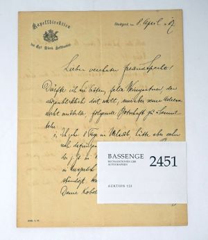 Lot 2451, Auction  123, Schillings, Max von, Brief 1917 an Richard Specht