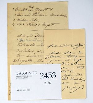 Lot 2453, Auction  123, Schumann, Clara, Brief + Beigabe