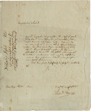Lot 2465, Auction  123, Wagner, Richard, Brief 1842 an Joseph Tichatschek