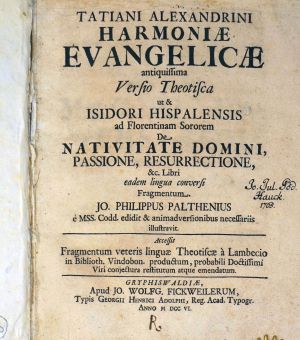 Lot 2671, Auction  123, Palthen, Johann Philipp und Tatian, Harmoniae evangelicae antiquissima