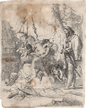 Lot 5899, Auction  123, Tiepolo, Giovanni Battista, Nymphe mit zwei Kindern umgeben von vier Männern