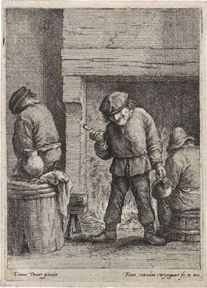 Lot 5915, Auction  123, Wyngaerde, Frans van den, Die Nacht: Drei Bauern an der Feuerstelle 