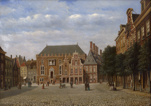 Lot 6040, Auction  123, Jongh, Oene Romkes de, Das Rathaus (Stadthuis) von Haarlem auf dem Grote Markt