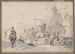 Lot 6538, Auction  123, Verschuring I., Hendrik, Rastende Reiter und ein Falkner in der römischen Campagna, im Hintergrund Ponte Nomentano