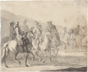 Lot 6559, Auction  123, Rugendas d. Ä., Georg Philipp, Kavaliere zu Pferd; Elegante Reitgesellschaft mit Dame
