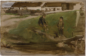 Lot 8009, Auction  123, Liebermann, Max, Dorfteich in Etzenhausen - Studie