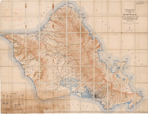 Lot 56, Auction  125, Topographic map , of the island of Oahu city.  O. O., U.S. Geological Survey, 1930