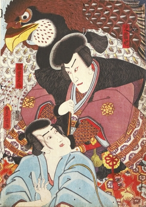 Los 574 - Kunisada, Utagawa und Kunisada II., Utagawa - 4 Kabuki-Szenen mit tierischen Begleitern. Edo (Tokio) Mitte 19. Jahrhundert - 5 - thumb