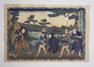 Los 600 - Theaterszenen - 2 Ukiyo-e Holzschnitte von verschiedenen Künstlern. Tolio 1884-1857 - 1 - thumb