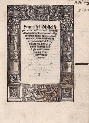 Lot 791, Auction  125, Vegius, Mapheus, De educatione liberorum + Baptista Mantuanus. Bucolica. Tübingen, Thomas Anshelm, September 1515