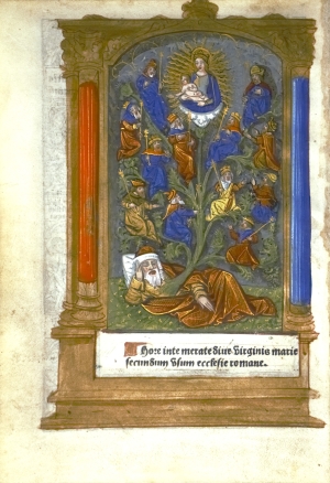 Los 1026 - Stundenbuch - Baum des Jesse. Lateinische Handschrift auf Pergament. Frankreich um 1500. Mit golderhöhter Miniatur - 1 - thumb