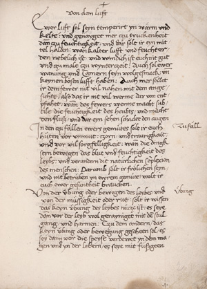 Groß-Schützener Gesundheitslehre, Kochrezeptsammlung. Deutsche Handschrift auf Papier.  