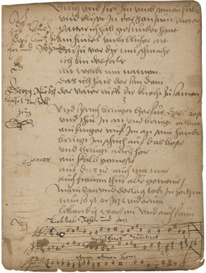 Lot 1034, Auction  125, Eleazar und der verlorene Sohn, Fragmente aus zwei biblischen Erzählungen. Deutsche Handschrift auf Papier. Süddeutschland (Zell?) 1542 und 1545.