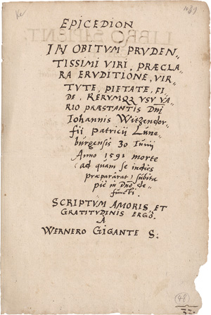 Los 1040 - Epicecion - Totenpoem Lüneburg. Lateinische Handschrift auf Papier - 0 - thumb