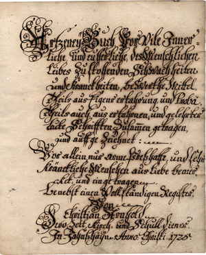 Lot 1064, Auction  125, Arnhold, Christian, Artzeney Buch Vor vile Jinnerliche, und eusserliche, des 
