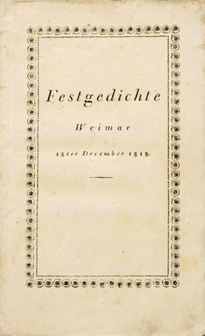 Lot 1565, Auction  125, Goethe, Johann Wolfgang von, Bey Allerhöchster Anwesenheit der Kaiserin Mutter Maskenzug. Stuttgart, Johann Georg Cotta, 1819