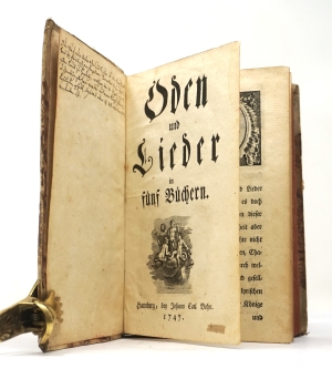 Los 1594 - Hagedorn, Friedrich von - Oden und Lieder. Hamburg, Johann Carl Bohn, 1747. - Beigebunden: Christoph Heinrich Amthor. Teutsche Gedichte und Übersetzungen. Rendsburg 1734 - 1 - thumb