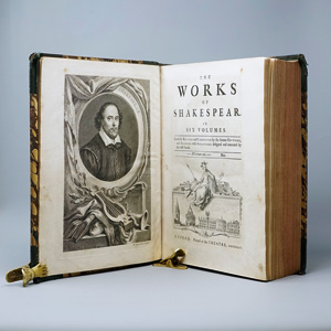 Lot 1721, Auction  125, Shakespeare, William, The works in six volumes. Oxford, Theater, 1744. - Vollständige Reihe mit den Vorworten von A. Pope und N. Rowe