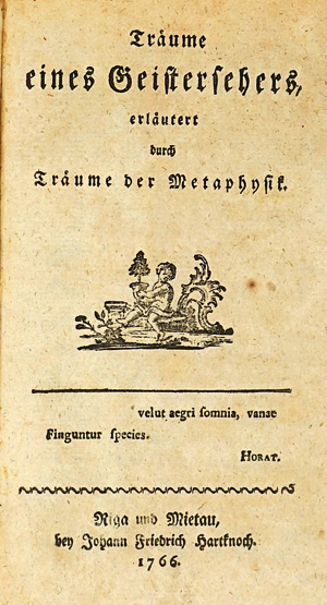Lot 1788, Auction  125, Kant, Immanuel, Träume eines Geistersehers. Riga und Mietau, J. F. Hartknoch, 1766