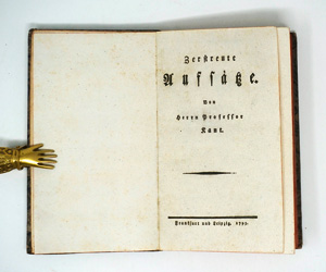 Lot 1790, Auction  125, Kant, Immanuel, Zerstreute Aufsätze. Frankfurt und Leipzig 1793
