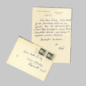 Lot 2008, Auction  125, Benn, Gottfried, Brief an Walter Lennig. 1953