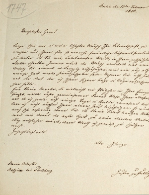 Lot 2042, Auction  125, Putlitz, Gustav zu, Brief an einen Redakteur in Leipzig. 1850