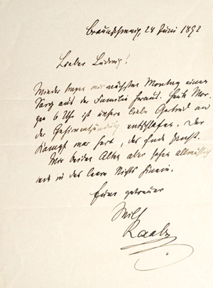 Lot 2043, Auction  125, Raabe, Wilhelm, Brief  über den Tod seiner Tochter. 1892