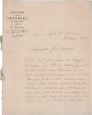 Lot 2070, Auction  125, Regel, Eduard von, 5 Briefe und 1 Postkarte an Kerner von Marilaun. 1873 - 1888