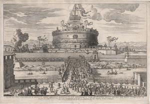 Los 5095 - Falda, Giovanni Battista - Veduta del Castello, e Ponte Sant' Angelo Abbellito - 0 - thumb