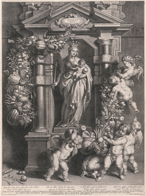 Los 5099 - Galle I, Cornelis - Die Madonna in einer Nische, von Engeln mit Ziergirlanden verehrt.  - 0 - thumb