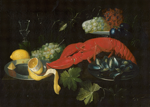 Los 6026 - Italienisch - um 1700. Stillleben mit Hummer, Muscheln, Weintrauben und Zitrone - 0 - thumb