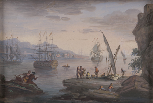 Los 6042 - Französisch - um 1780. Südliche Hafenszenen mit Anglern, Fischern und einlaufenden Schiffen - 0 - thumb
