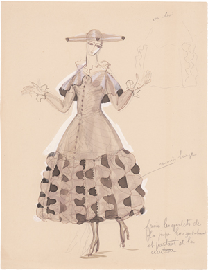 Los 6624 - Dufy, Raoul - Modeentwurf: Kleid mit großen Volants - 0 - thumb