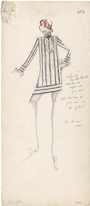 Los 6677 - Lagerfeld, Karl - Modezeichnung (robe de dentelle blanche) - 0 - thumb
