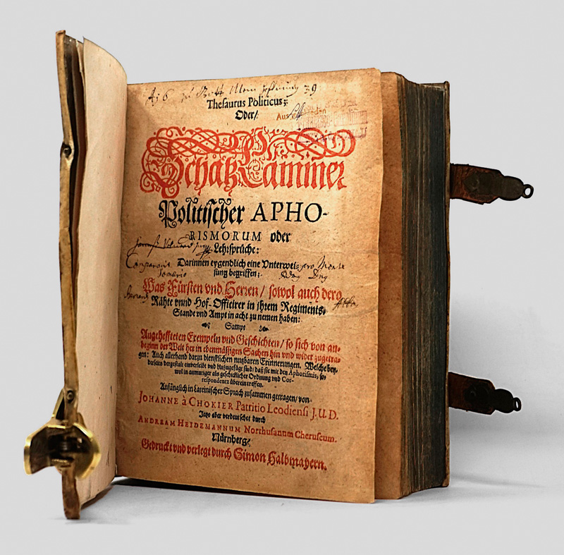 Lot 467, Auction  125, Chokier, Jean de, Thesaurus Politicus. Nürnberg, Halbmayern, 1624. - Wohl erste deutsche Ausgabe