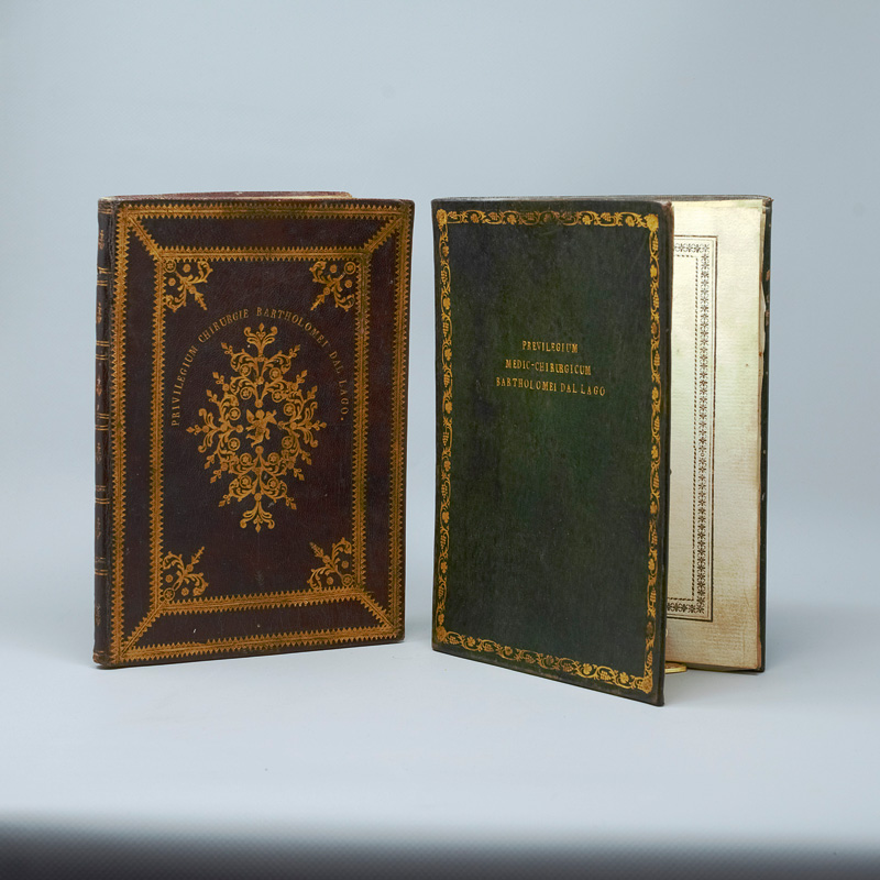 Lot 1081, Auction  125, Dal Lago, Bartolomeo, Privilegium Medic-Chirurgicum Bartholomei dal Lago [und:] Privilegium Chirurgie Bartholomei dal Lago. Padua 1797 bzw. Venedig 1804. -  Zwei Stipendien zur Bescheinigung des Abschlusses in Medizin und Chirurgie