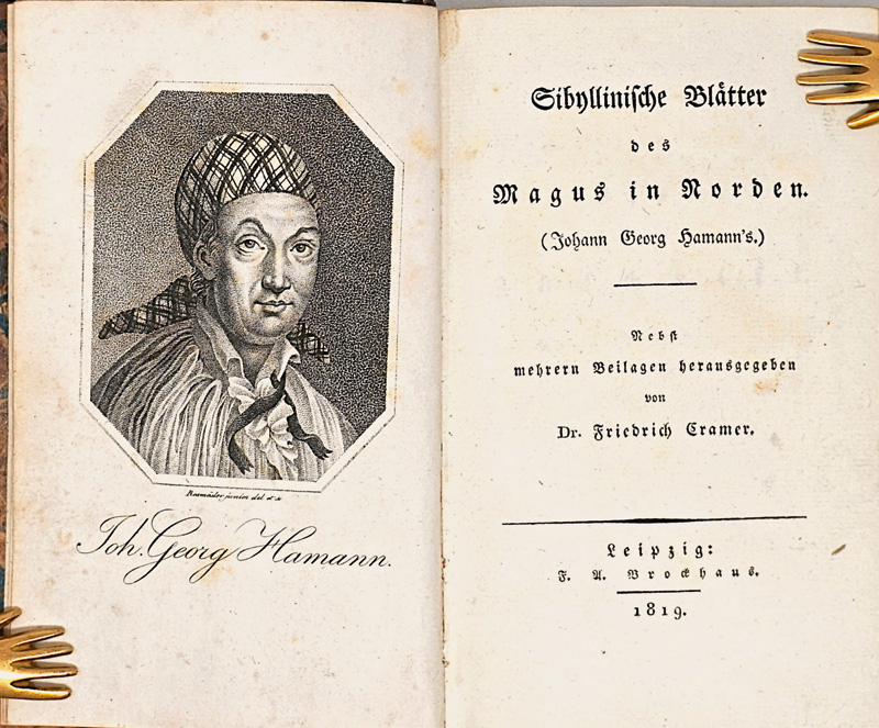 Lot 1596, Auction  125, Hamann, Johann Georg, Sibyllinische Blätter. Leipzig, F. A. Brockhaus, 1819. - Erste Ausgabe dieses Fragmentes aus Hamanns Schriften