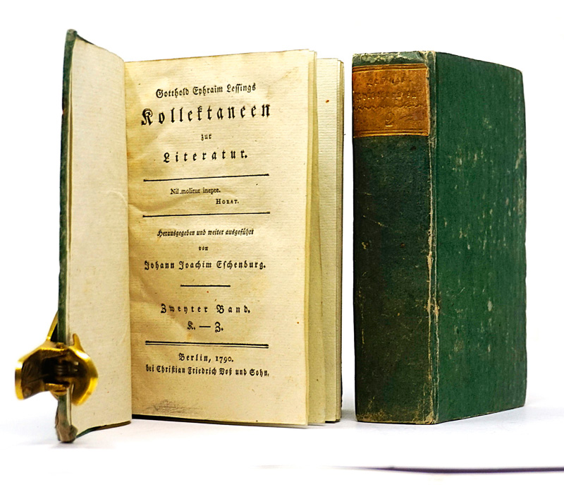 Lot 1654, Auction  125, Lessing, Gotthold Ephraim, Kollektaneen zur Literatur. Berlin, C. F. Voß und Sohn, 1790. - Erste Ausgabe
