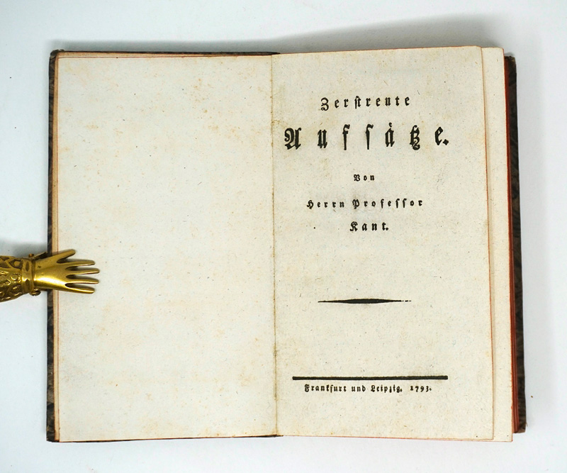 Lot 1790, Auction  125, Kant, Immanuel, Zerstreute Aufsätze. Frankfurt und Leipzig 1793