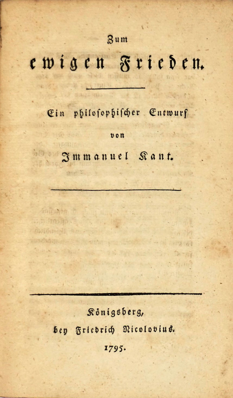 Lot 1791, Auction  125, Kant, Immanuel, Zum ewigen Frieden. Königsberg, F. Nicolovius, 1795. - Erster Druck der ersten Ausgabe