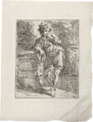 Lot 5342, Auction  126, Welté, Gottlieb, Ein junger Mann in nachdenkender Stellung an ein Postament gelehnt. 