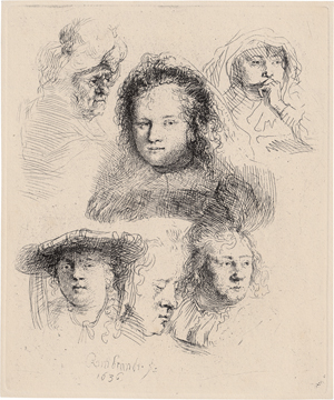 Lot 5682, Auction  126, Rembrandt Harmensz. van Rijn, Studienblatt mit sechs Frauenköpfen